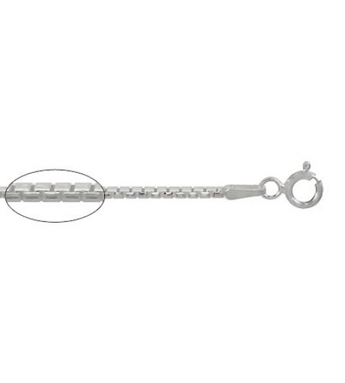 1mm Rounded Diamond Cut Box Chain, 16" - 24" Length, Sterling Silver